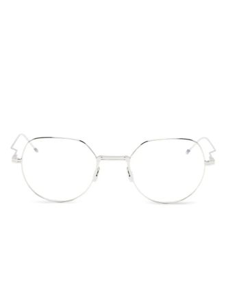 Thom Browne round-frame glasses - unisex - Titanium - 48 - Silver