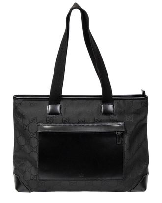 Gucci Black Monogrammed Nylon Canvas Medium Front Pocket Tote (Authentic Pre- Loved)