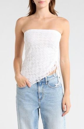 Madden Girl Asymmetric Ruched Tube Top in White Combo at Nordstrom Rack, Size X-Large