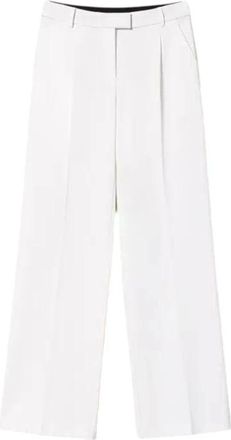 Twinset Broek met wijde pijpen en ovale T-gesp - Dames - Wijde Broeken - Wit - S - Polyester - Broeken
