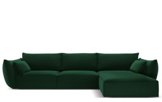 BLOOMINGLOFT 4-Sitzer Design Ecksofa Vanda mit Eckteil rechts - Samtbezug