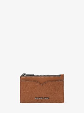 Michael Kors Hudson Logo Embossed Leather Card Case