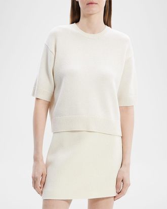 Theory Cashmere Cropped Short-Sleeve T-Shirt