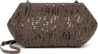 Brunello Cucinelli Borsa a tracolla con paillettes - Marrone