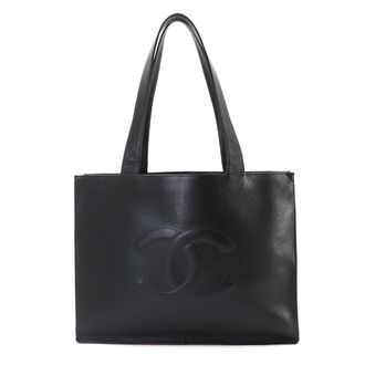 Chanel Black Grained Calfskin Handbag Tote Bag (Pre-Owned)