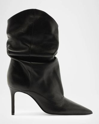 Schutz 85mm Maryana Leather Slouch Ankle Booties