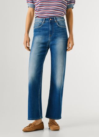 Pepe Jeans London Straight-Jeans PEPE JEANS UHW - Ultra High Waist, Damen, Gr. 25, L&auml;nge 30, used blau, Denim/Jeans, Obermaterial: 83% Baumwolle, 15% Polyester, 2% Elas