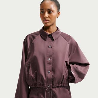 Nike Womens Nike Sportswear Oversized Satin Coaches Jacket in Purple | IF0561-502