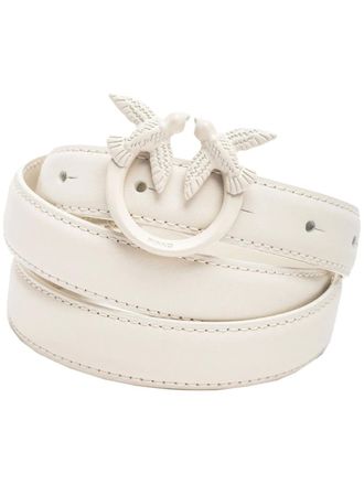 Pinko Love Birds leather belt - women - Bovine Split Leather - M - White
