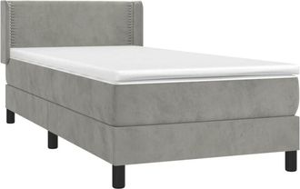 vidaXL Cama Box Spring Con Colch&oacute;n Terciopelo Gris Claro 90x190 Cm Vidaxl