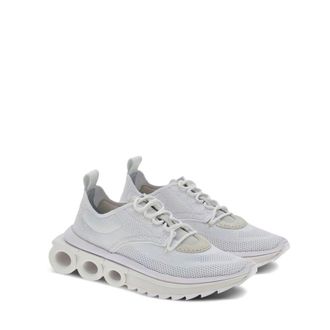 Ferragamo Nylon Knit Athletic Sneaker - White