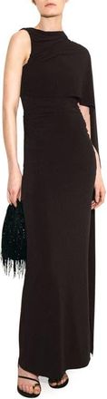 Mango Asymmetric Cape Maxi Dress in Brown at Nordstrom, Size Medium