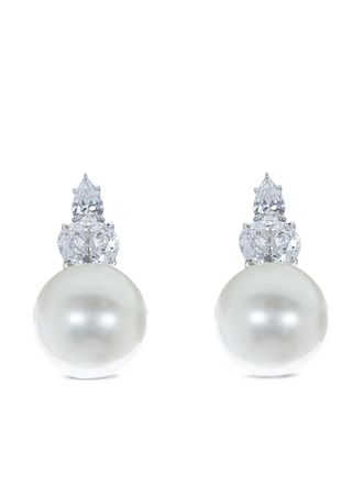 Fantasia pearl cubic zirconia earrings - women - Gold Vermeil/Faux Pearl - One Size - White