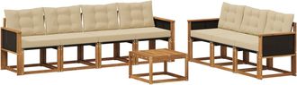 vidaXL Conjunto De Sof&aacute;s De Exterior 8 Uds. Natural Y Beige Vidaxl