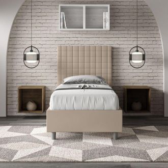 Les Tendances Les Tendances - Letto singolo contenitore imbottito 80x200 similpelle tortora Sunny