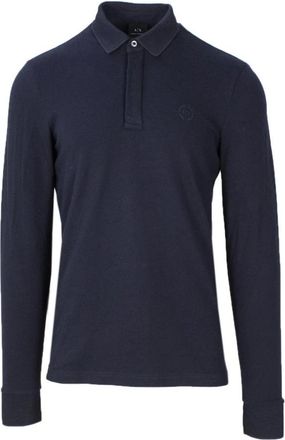A|X Armani Exchange Klassieke Navy Polo met Lange Mouwen - Heren - Polos - Blauw - 2XL - Katoen - Tops