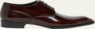 Saint Laurent Mens Stanton Glazed Leather Derby Shoes