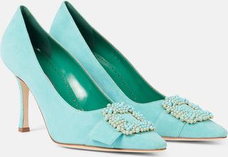 Manolo Blahnik Pumps Giboa in suede con decorazioni