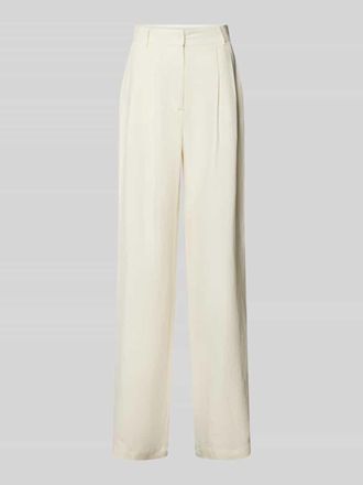 Patrizia Pepe Patrizia Pepe Regular Fit Stoffhose aus Viskose-Leinen-Mix Modell PANTALONE ESSENTIAL in Weiss, Gr&ouml;&szlig;e 40