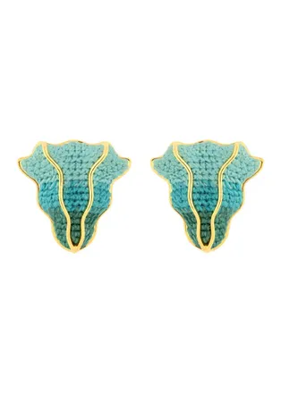 Maria Frering Resolu&ccedil;&atilde;o Embroidered Gold-plated Earrings - Green - One Size