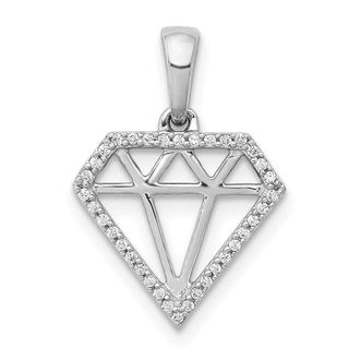 Diamond2Deal 14k White Gold Diamond Gemstone-shape Pendant