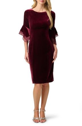 Adrianna Papell Velvet Bell Sleeve Sheath Dress in Bordeaux at Nordstrom, Size 10