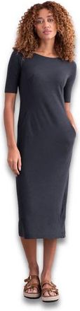 Celtic & Co. Linen Cotton Blend Button Back Dress in Navy at Nordstrom, Size 14