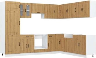 vidaXL Vidaxl - Mueble De Cocina Kalmar 14 Piezas Artesanal Roble