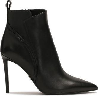 Kazar Zwarte laarzen met golvende stiksels op de bovenkant - Dames - Laarzen met Hak - Zwart - 40 EU - Leer - Schoenen