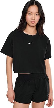 Nike Sportswear Classic Crop Short Sleeve T-Shirts Womens Workout Black/White : 2XL (US 20-22), Cotton