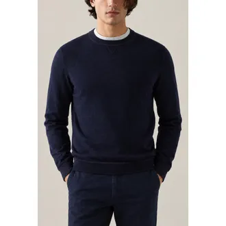 Brunello Cucinelli MenS Navy Wool Blend Crewneck Sweater, Size 48