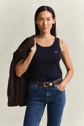 GANT Women Cable Knit Tank Top (XXL) EVENING BLUE