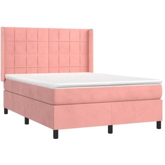 vidaXL Vidaxl - Cama Box Spring Con Colch&oacute;n Terciopelo Rosa 140x190 Cm