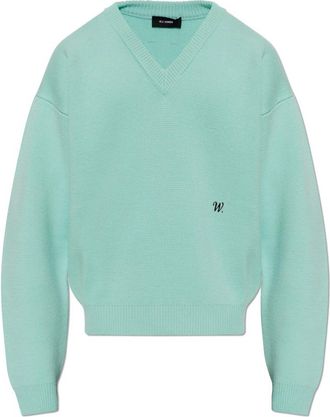 Willy Chavarria Wool Sweater Chavarria V-Neck - Heren - V-hals truien - Groen - M - Wol - Truien & Vesten