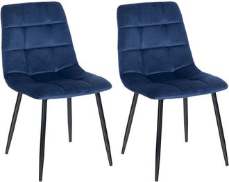 Clp Set de 2 sillas con patas de metal y asiento en Terciopelo Azul