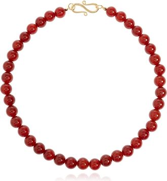 LI&Eacute; STUDIO Accessoires, Dames, Rood, ONE Size, Leer, The Mary Necklace