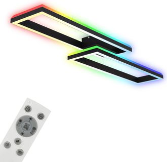 Briloner Lampada Da Soffitto Rgb, Lampada Da Soffitto Retroilluminata A Led, Dimmerabile, Temperatura Colore Regolabile, Cornice Led Rgb, Telecomando, Nero