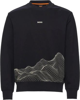 BOSS Sweater met print - Zwart