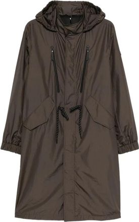 Moncler Aliso Lange Polyamide Parka - Dames - Regenjassen - Bruin - L - Polyester - Jassen
