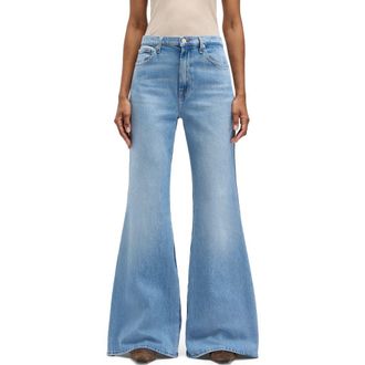 7 For All Mankind Retro Two Tone High Waist Flare Wide Leg Jeans in Joker at Nordstrom, Size 24