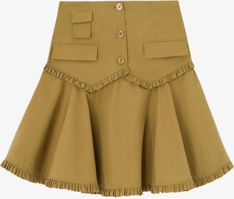 Ganni Green Skirt in Stretch Cotton - Size 32 Organic