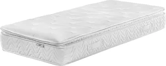 Beliani Colch&oacute;n De Muelles Embolsados Tejido De Bamb&uacute; Blanco 90 X 200 Cm 5 Zonas Medio Firme Funda Extra&iacute;ble Luxus