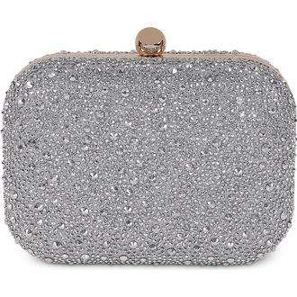Badgley Mischka Celest Crystal Mini Minaudiere Clutch in Silver at Nordstrom, Size Small