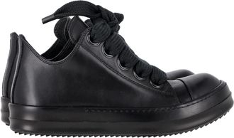 Rick Owens Jumbo Laced Low Top Sneakers in zwart leer