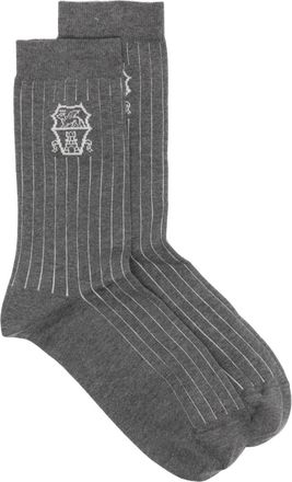 Brunello Cucinelli intarsia-knit logo socks - Grey