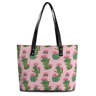 Generic Tropical Cactus Flowers Tote Bags for Women Cute Shoulder Purses Handbags