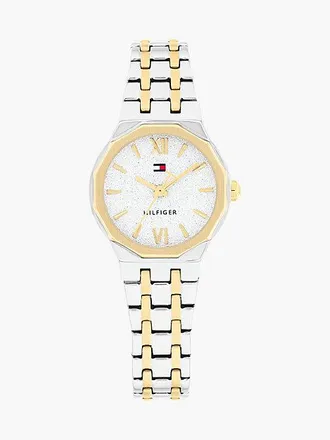 Tommy Hilfiger Reloj de acero bicolor con esfera nacarada