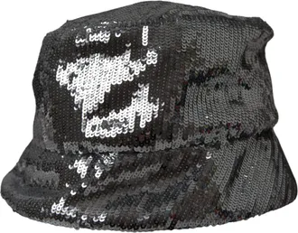 Dolce & Gabbana Silver Sequined Nylon Bucket Hat Mens Men