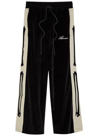 Amiri Amiri Bones Appliqu&eacute;d Velour Track Pants - Black - XL