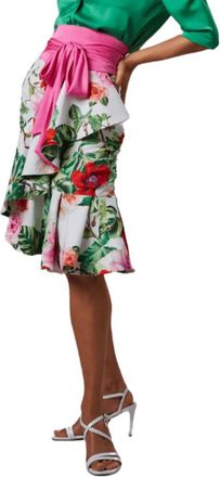 Moskada Bloemen Ruffle Rok - Dames - Midirokken - Veelkleurig - L - Rokken